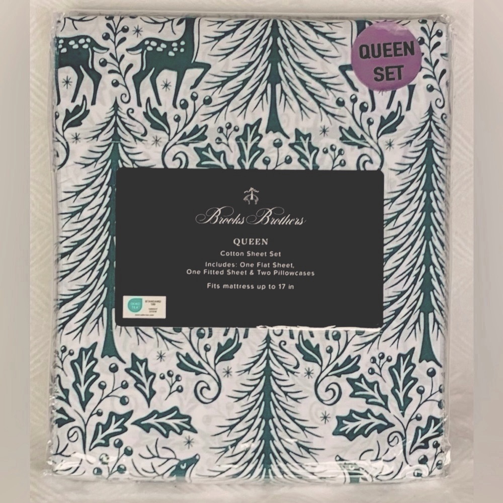 Brooks Brothers Winter Forest Cotton Sheet Set - Queen - Picture 5 of 5